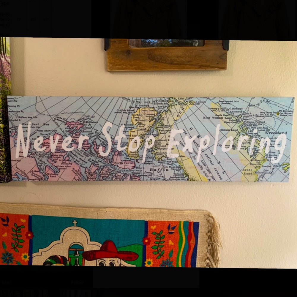 Canvas map Picture “Never Stop Exploring”